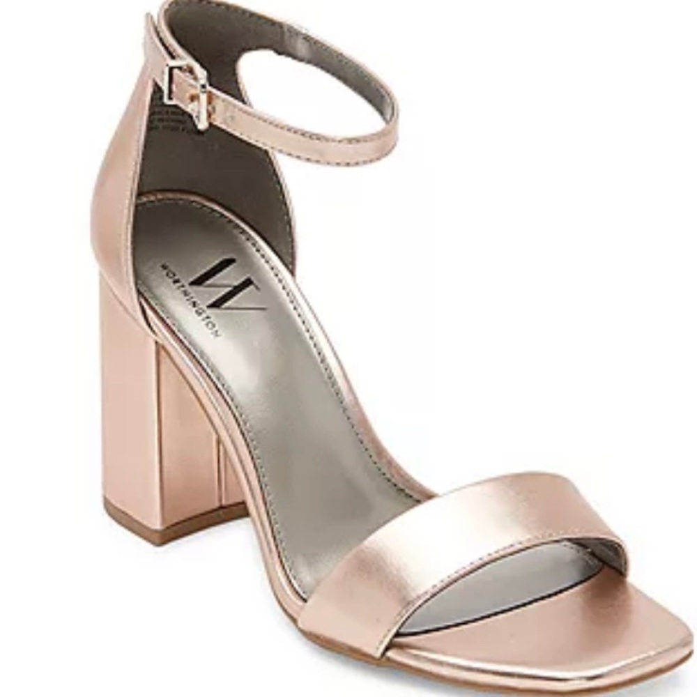 Worthington Womens Becklyn Rose Gold Heeled Sandals